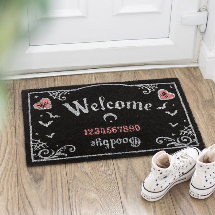 Gothic Homeware Pink and Black Talking Board Doormat