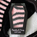 Women’s Gothic Pink and Black Striped Socks in Coffin Gift Box