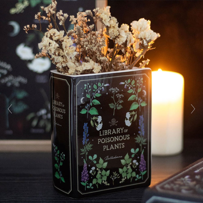 Gothic Homeware Poisonous Plants Book Shaped Vase
