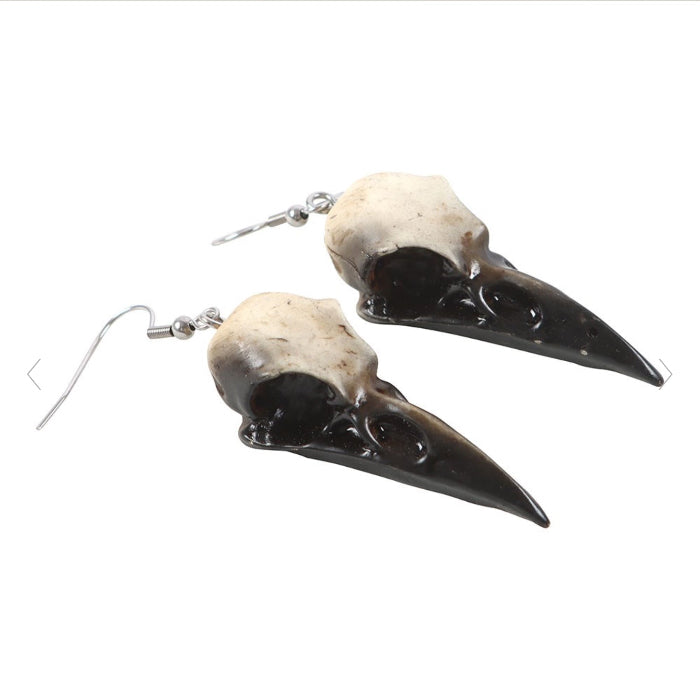 Gothic Jewellery Resin Crow Skull Earrings