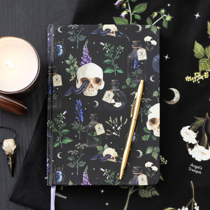 Gothic Venom & Vines Skull Print A5 Notebook