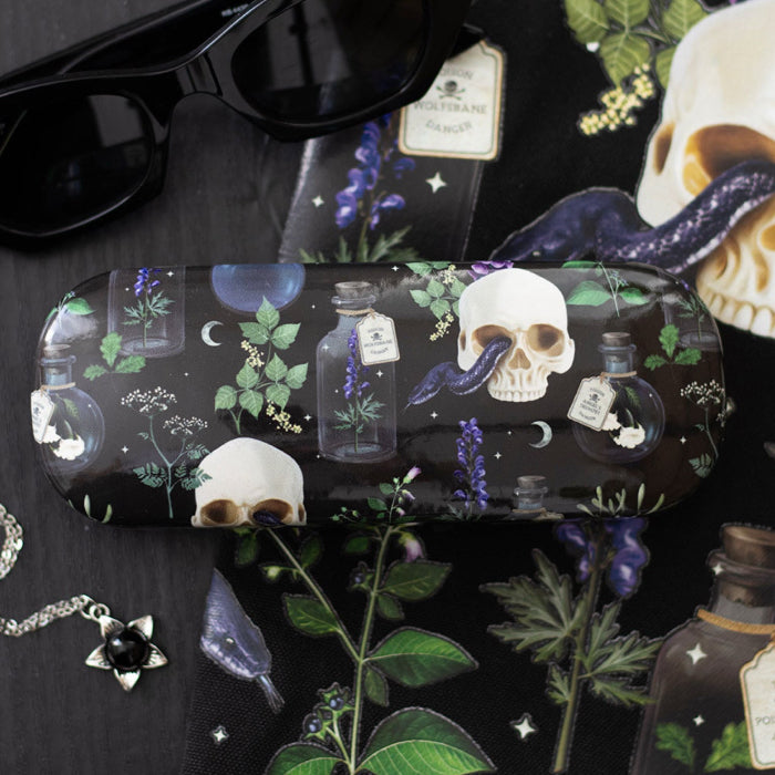 Gothic Venom & Vines Skull Print Glasses Case