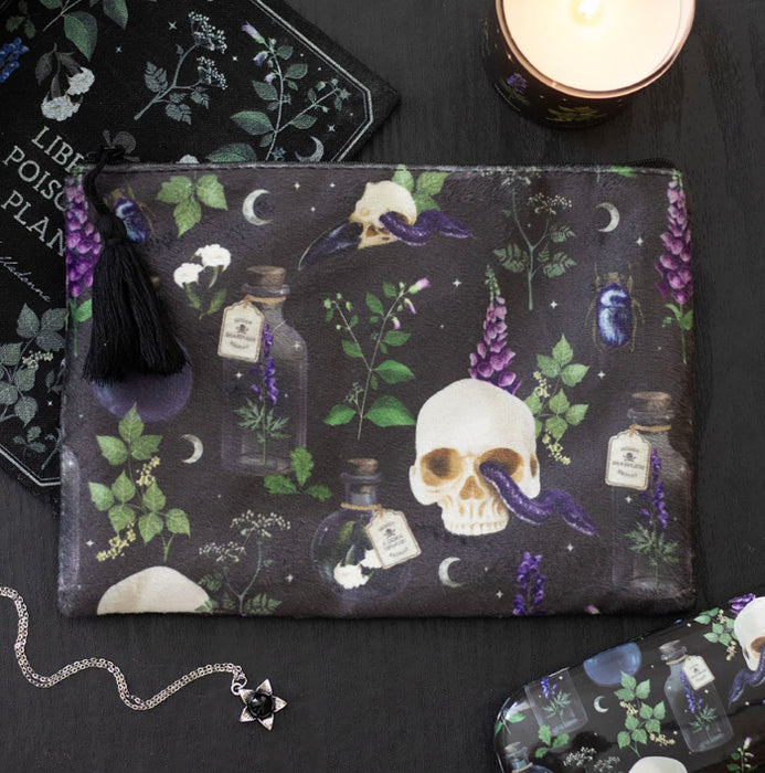 Gothic Venom & Vines Skull Print Makeup Bag