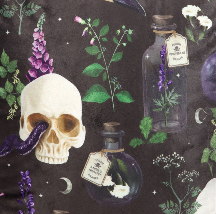 Gothic Homeware 35cm Square Venom & Vines Skull Print Cushion