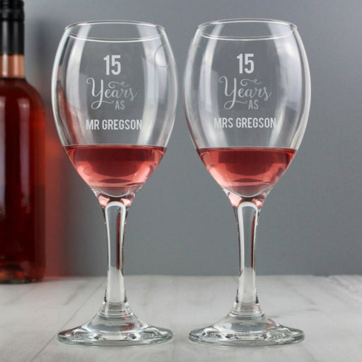 Engraved 16th Wedding Anniversary Wine Glasses - 16 Years
