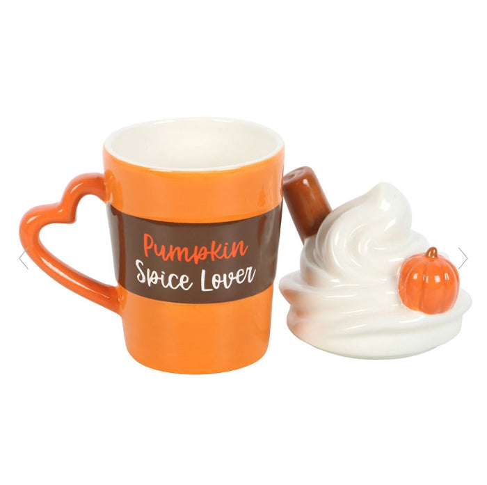 Autumn Decor Pumpkin Spice Latte Shaped Lidded Mug