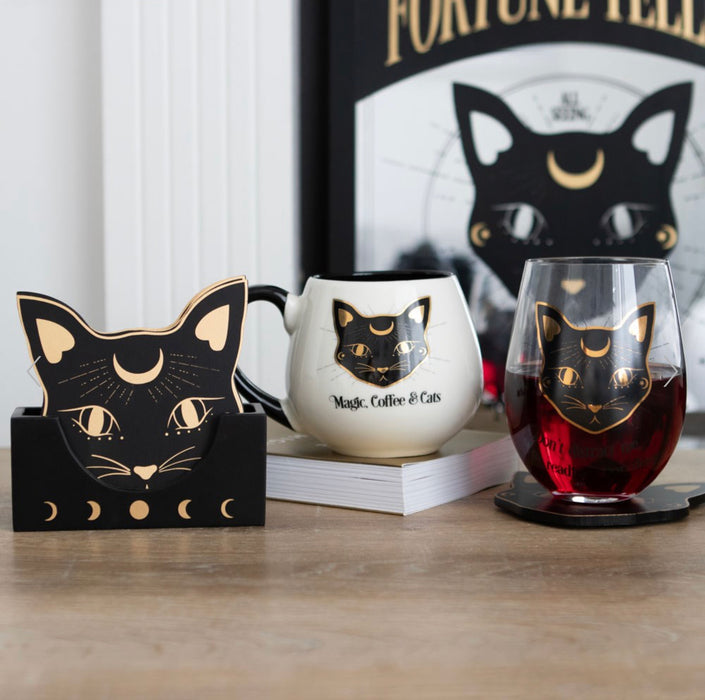 Reading Your Aura Black Cat Stemless Wine Glass