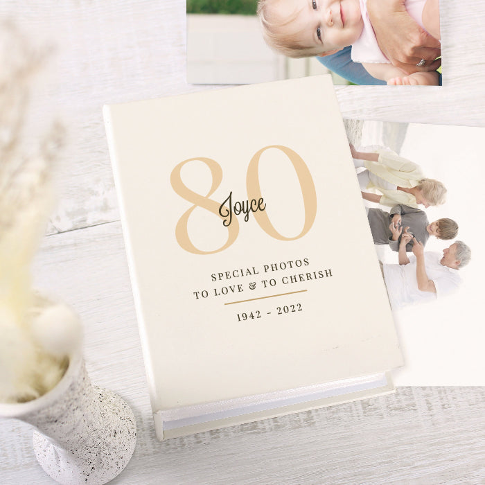 Personalised 80th Birthday Photo Album with Sleeves - 6x4