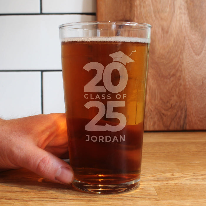 Engraved Class of Graduation Pint Glass & Gift Box