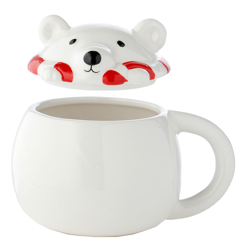 Adoramals Polar Bear Peeping Lid Ceramic Lidded Mug