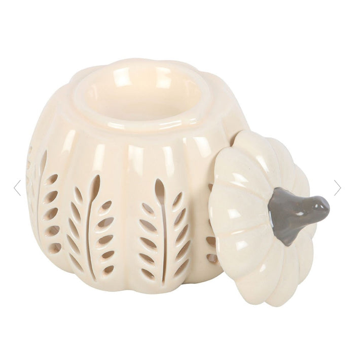 Autumn Decor Cream Leaf Pumpkin Oil Burner & Wax Melt Warmer