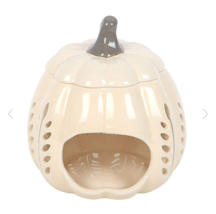 Autumn Decor Cream Leaf Pumpkin Oil Burner & Wax Melt Warmer