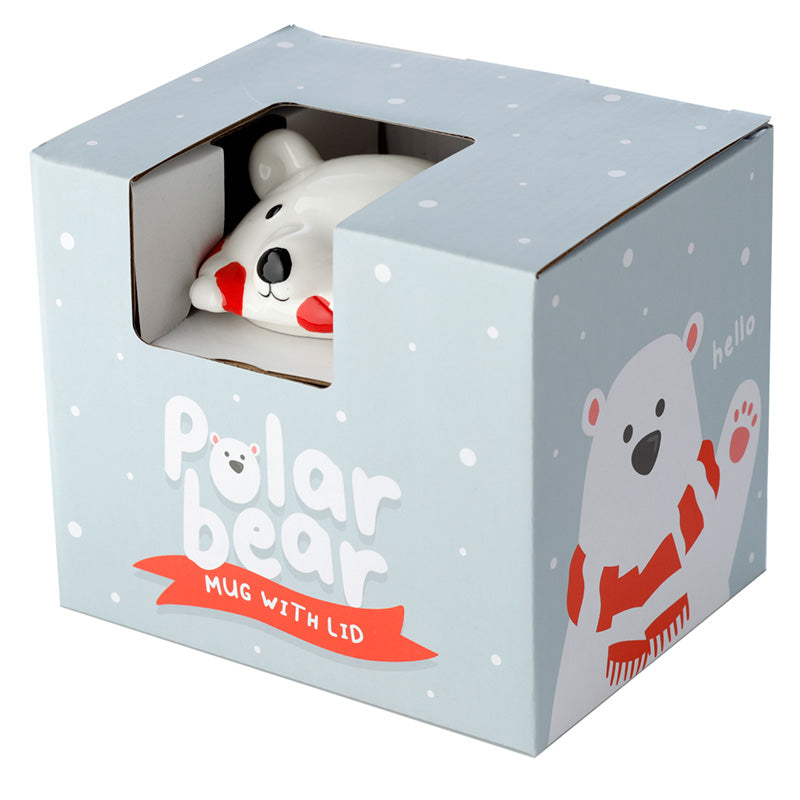 Adoramals Polar Bear Peeping Lid Ceramic Lidded Mug