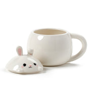 Bunny Rabbit Peeping Lid Ceramic Lidded Mug