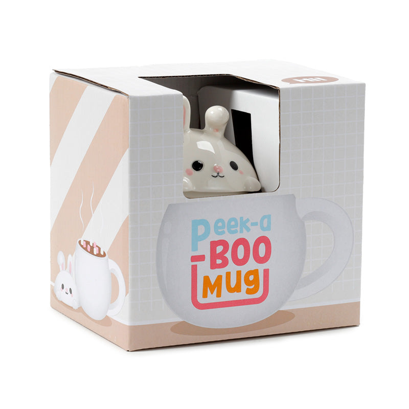 Bunny Rabbit Peeping Lid Ceramic Lidded Mug