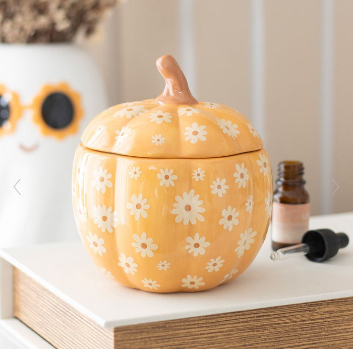 Halloween Autumn Groovy Floral Pumpkin Oil Burner