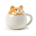 Shiba Inu Dog Peeping Lid Ceramic Lidded Mug