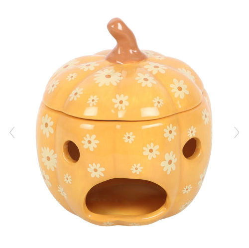 Autumn Groovy Floral Pumpkin Oil Burner