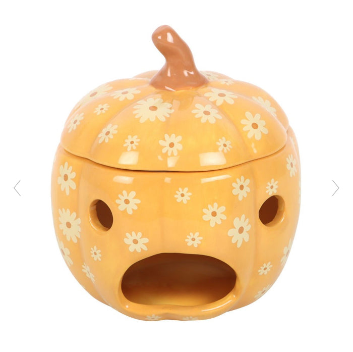 Halloween Autumn Groovy Floral Pumpkin Oil Burner