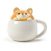 Shiba Inu Dog Peeping Lid Ceramic Lidded Mug