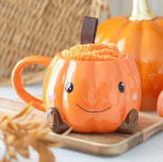 Halloween Autumn Cute Smiling Pumpkin Mug and Socks Set