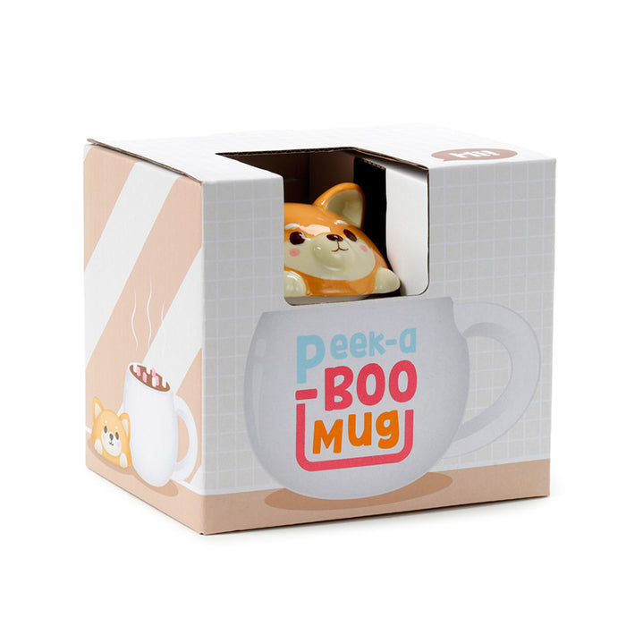 Shiba Inu Dog Peeping Lid Ceramic Lidded Mug