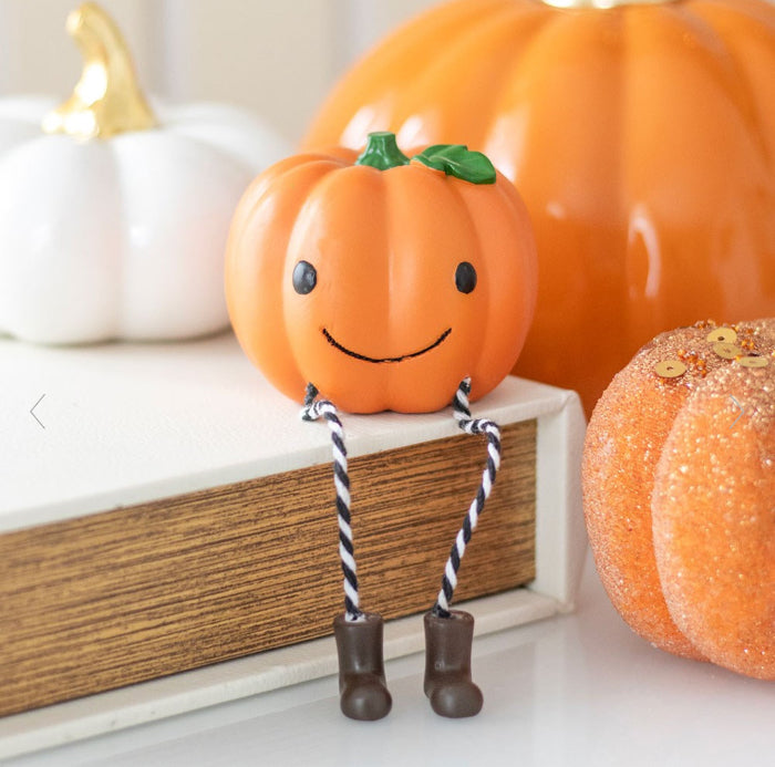 Halloween Autumn Cute Smiling Pumpkin Shelf Sitter Ornament