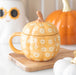 Novelty Groovy Floral Pumpkin Lidded Mug - Autumn Home Decor