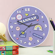 Personalised Children’s Positive Vibes Wooden Wall Clock