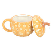 Novelty Groovy Floral Pumpkin Lidded Mug - Autumn Home Decor