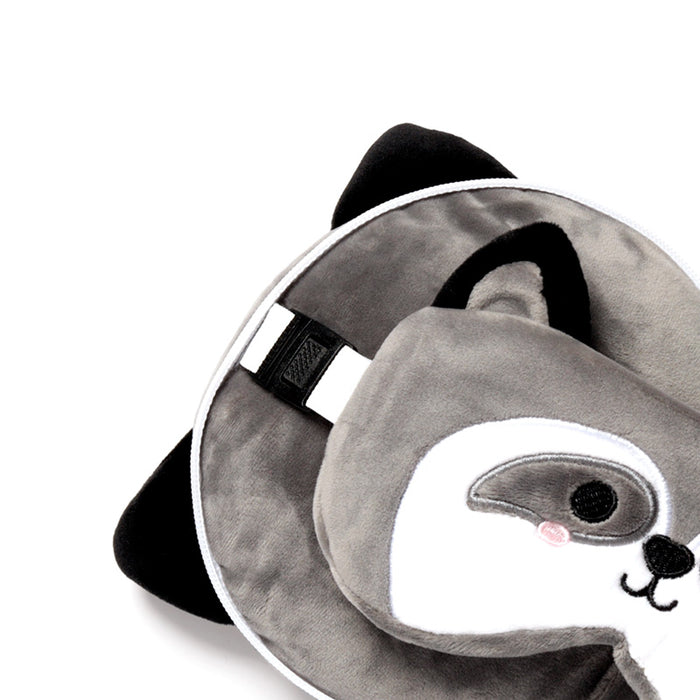 Relaxeazzz Raccoon Plush Travel Pillow & Eye Mask