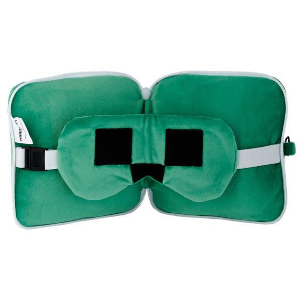 Relaxeazzz Minecraft Creeper Shaped Plush Travel Pillow & Eye Mask
