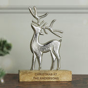 Personalised Metal Stag Ornament With Wooden Base