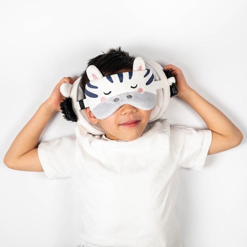 Relaxeazzz Adoramals Bali the Zebra Plush Travel Pillow & Eye Mask