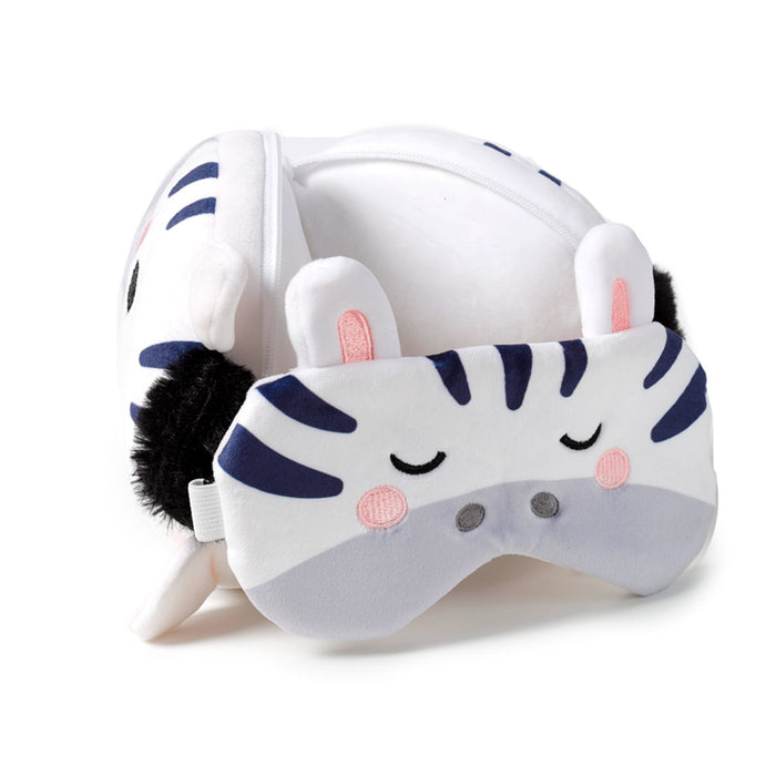 Relaxeazzz Adoramals Bali the Zebra Plush Travel Pillow & Eye Mask