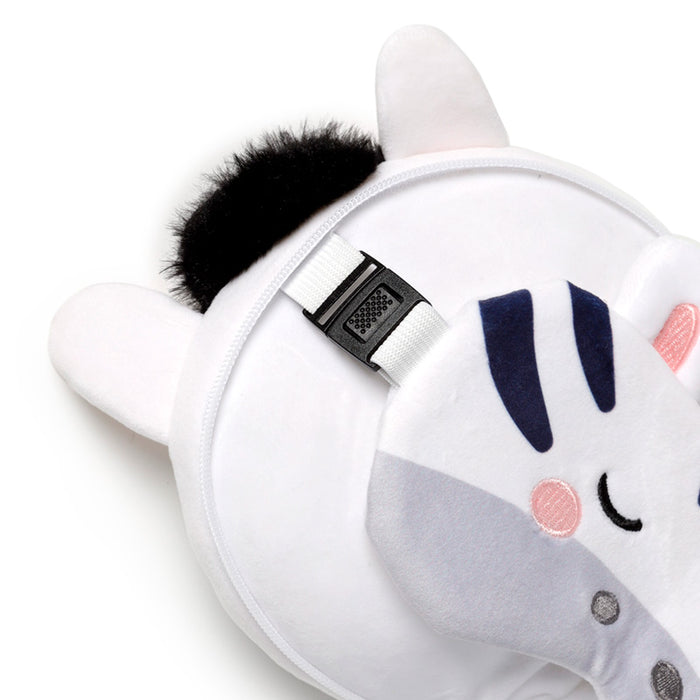 Relaxeazzz Adoramals Bali the Zebra Plush Travel Pillow & Eye Mask