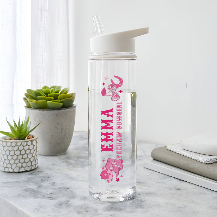 Personalised Cowgirl Design Water Bottle - BPA free