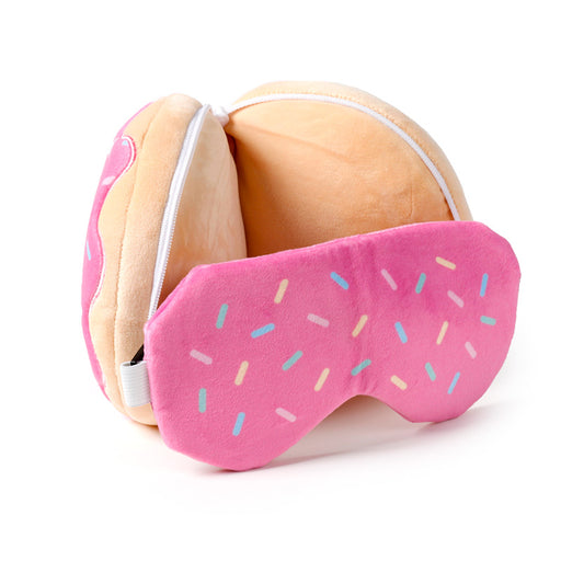 Relaxeazzz Adorasnacks Donut Plush Travel Pillow & Eye Mask