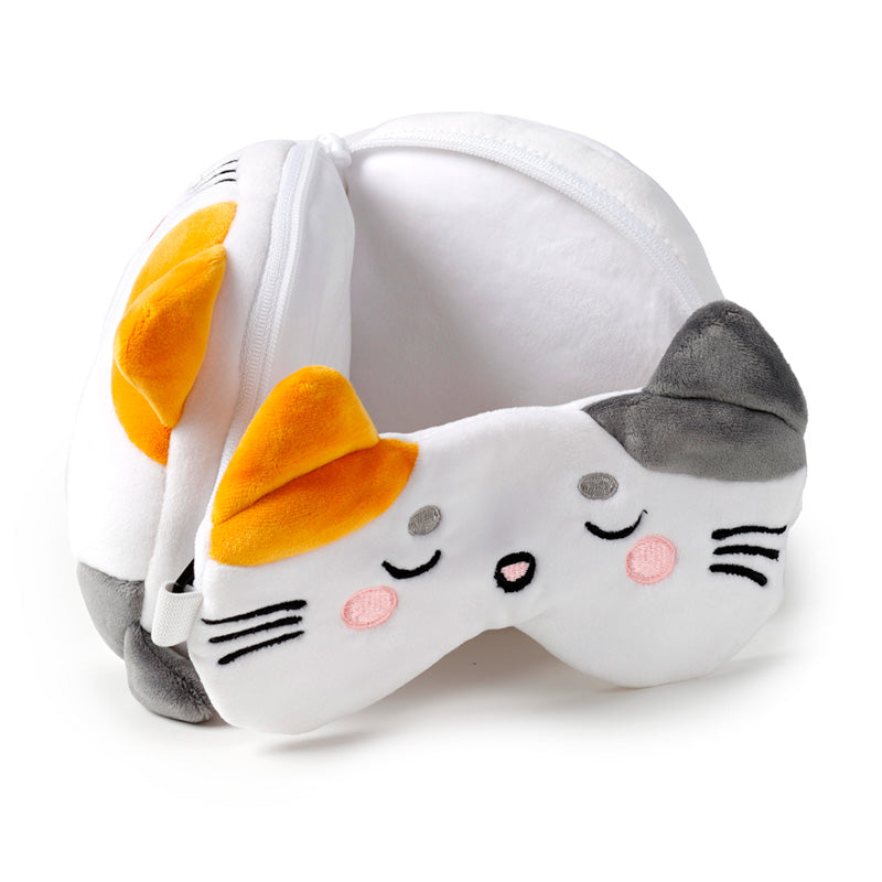 Relaxeazzz Adoramals Pets Lola the Cat Plush Travel Pillow & Eye Mask