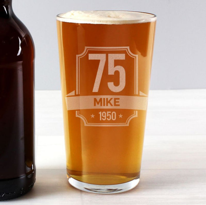 75th Birthday Pint Glass - Personalised