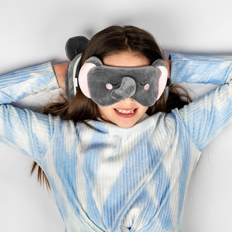 Relaxeazzz Adoramals Janu the Elephant Plush Travel Pillow & Eye Mask