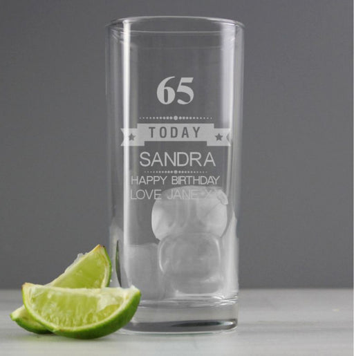 65th Birthday Star Hi Ball Glass - Personalised