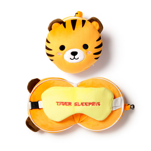 Relaxeazzz Tiger Plush Travel Pillow & Eye Mask