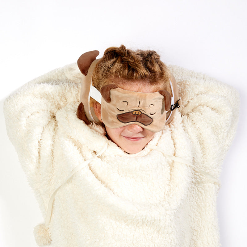 Relaxeazzz Mopps Pug Plush Travel Pillow & Eye Mask