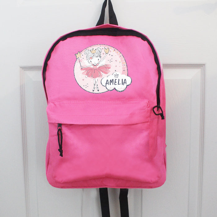 Personalised Princess Ballerina Pink Backpack - Back To School