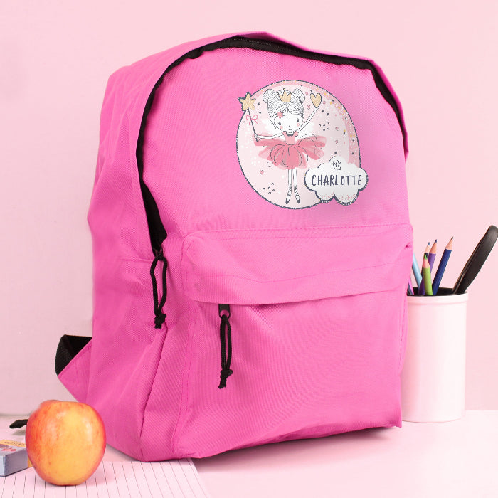 Personalised Princess Ballerina Pink Backpack - Back To School
