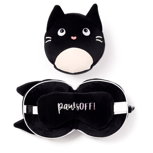 Relaxeazzz Feline Fine Cat Round Plush Travel Pillow & Eye Mask
