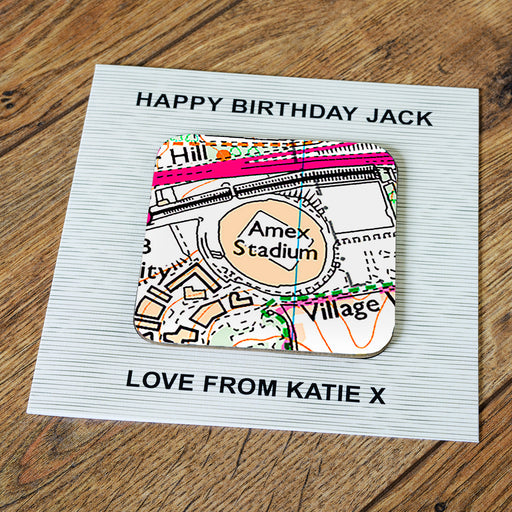 Brighton and Hove Albion Stadium Map Coaster & Greetings Card