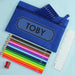 Personalised Blue Pencil Case Set with Personalised Pencils & Crayons
