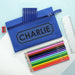 Personalised Blue Pencil Case Set with Personalised Pencils & Crayons